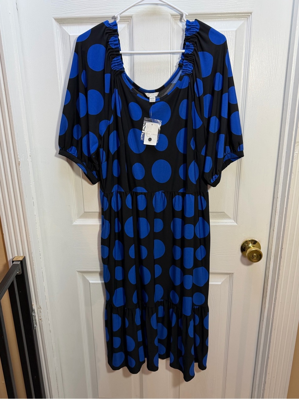 NWT Cato 18/20 Black and Blue Polka Dot Dress with Pockets